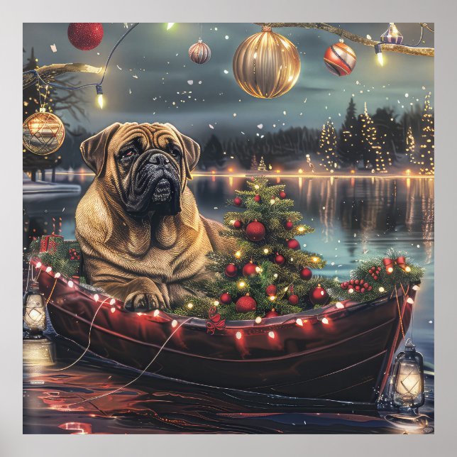 Bullmastiff Weihnachtsfest Reise Poster (Vorne)