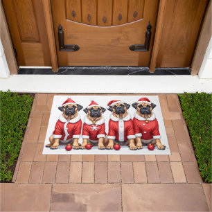 Bullmastiff-Weihnachtskleid mit Santa-Hut Fußmatte