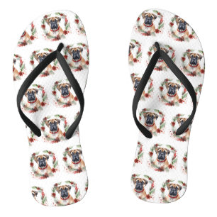 Bullmastiff Weihnachtsmann Festliche Jungfrau Flip Flops