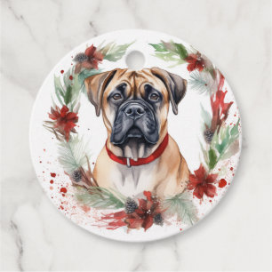 Bullmastiff Weihnachtsmann Festliche Jungfrau Geschenkanhänger