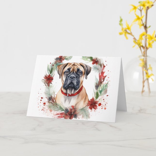 Bullmastiff Weihnachtsmann Festliche Jungfrau Karte (Gelbe Blume)