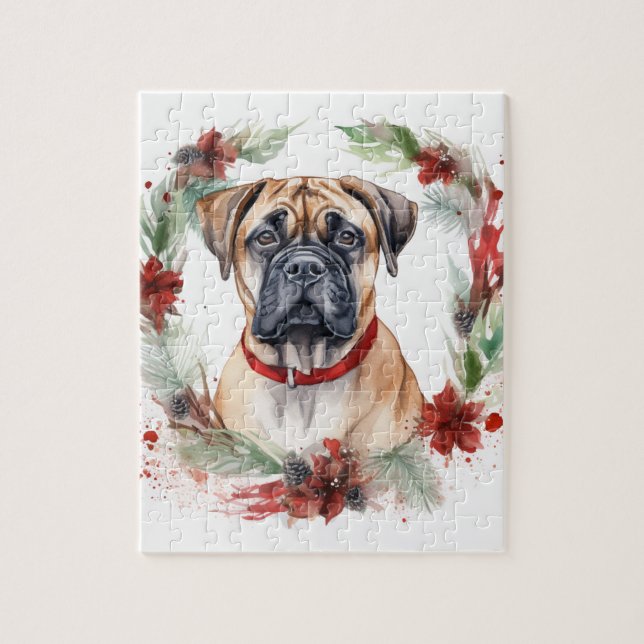 Bullmastiff Weihnachtsmann Festliche Jungfrau Puzzle (Vertikal)