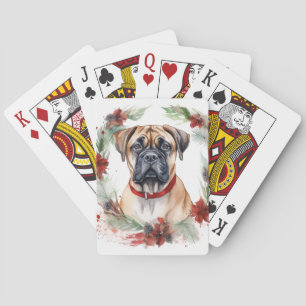 Bullmastiff Weihnachtsmann Festliche Jungfrau Spielkarten