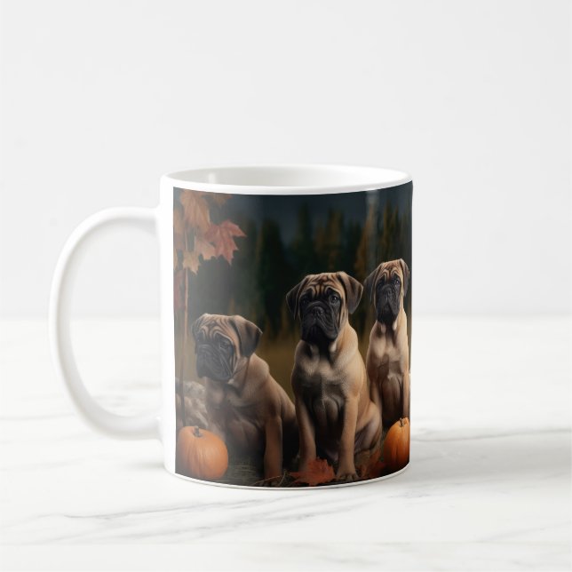 Bullmastiff Welpe Autumn Delight Pumpen Kaffeetasse (Links)