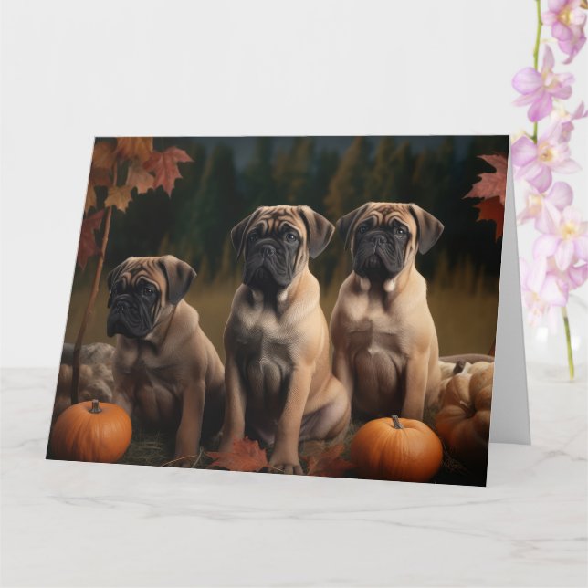 Bullmastiff Welpe Autumn Delight Pumpen Karte (Orchidee)