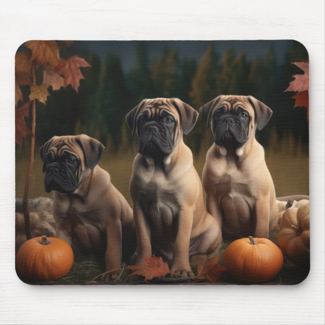 Bullmastiff Welpe Autumn Delight Pumpen Mousepad (Vorne)