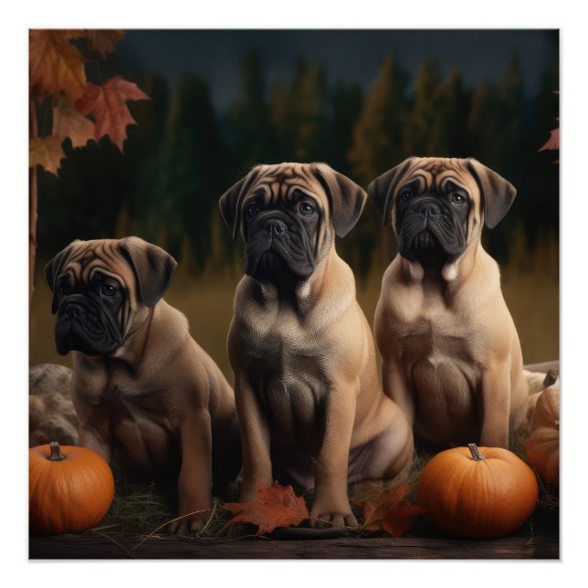 Bullmastiff Welpe Autumn Delight Pumpen Poster (Vorderseite)