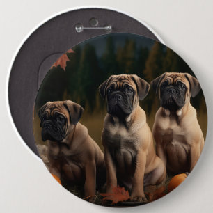 Bullmastiff-Welpe Herbstfreude Kürbis Button