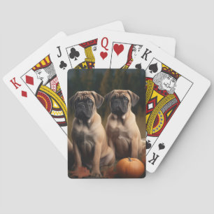 Bullmastiff-Welpe Herbstvergnügen Kürbis Spielkarten