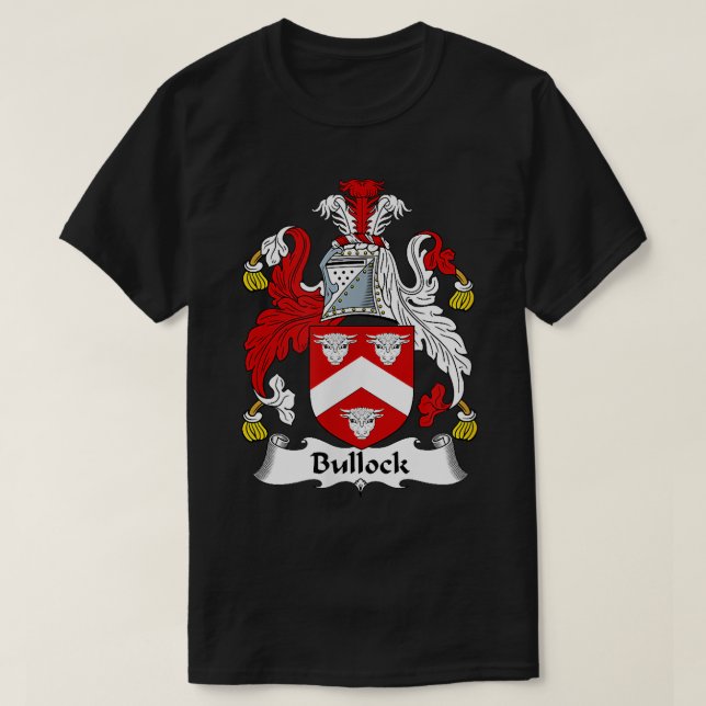 Bullock Coat of Arms Familienwappen T-Shirt (Design vorne)