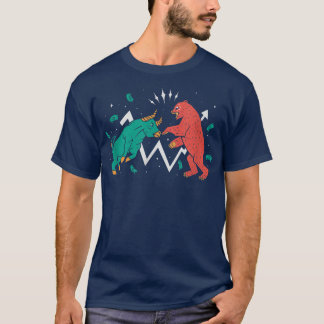 Bulls Bears Stock Market Casual Graphic T-Shirt