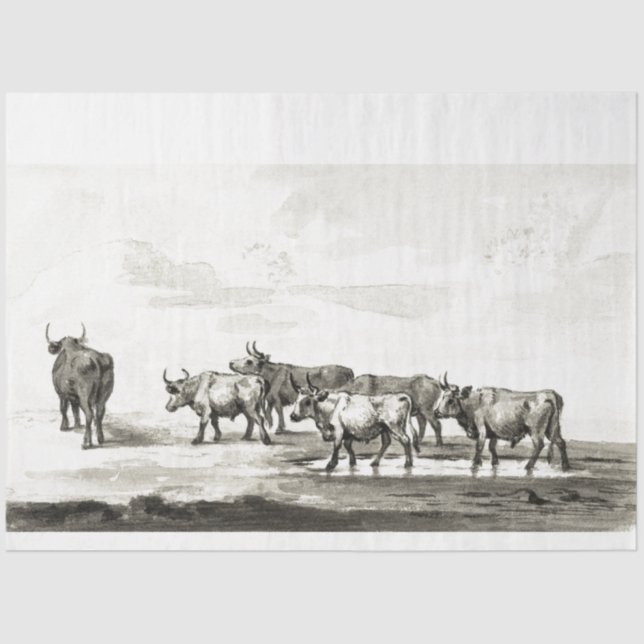 Bulls Ephemera Decoupage Vintage landwirtschaftlic Seidenpapier (Vorderseite)