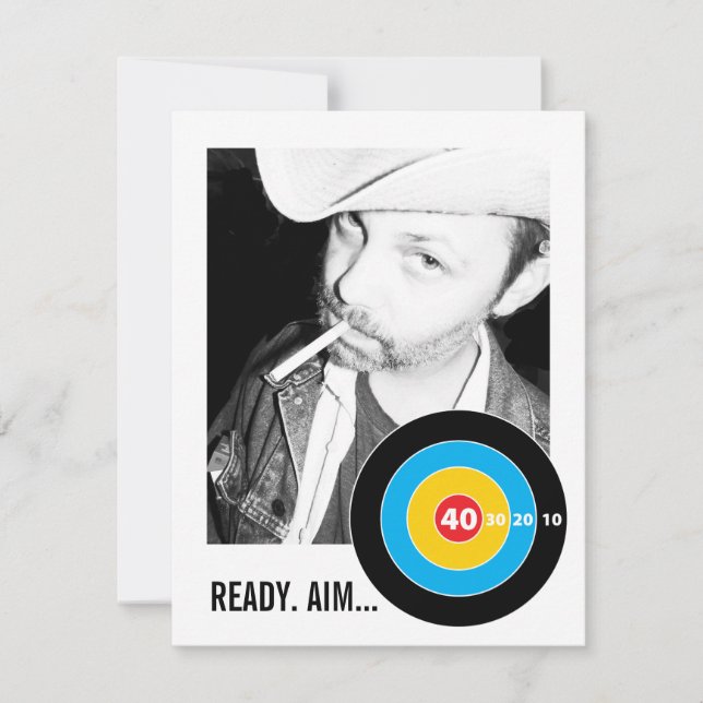 Bulls Eye 40. Geburtstag Custom Foto Einladung (Vorderseite)