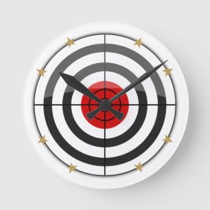Bulls Eye Gold Star Runde Wanduhr