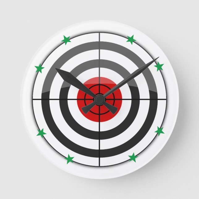 Bulls Eye Green Star Runde Wanduhr (Vorderseite)