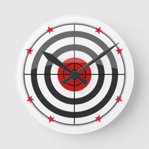Bulls Eye Red Star Runde Wanduhr