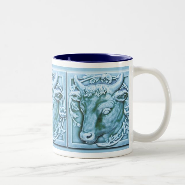 Bull's Head Majolica Inspiriert Art Kaffee Tasse (Rechts)
