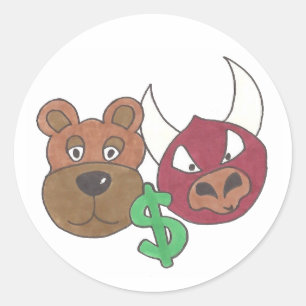 Bulls vs. Bears Stock Market Finance Money Dollar Runder Aufkleber