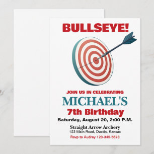 Bullseye Archery Birthday Party Einladung
