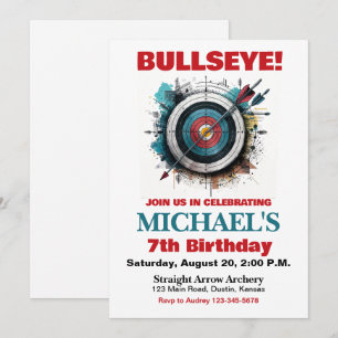 Bullseye Archery Birthday Party Einladung