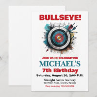 Bullseye Archery Birthday Party Einladung