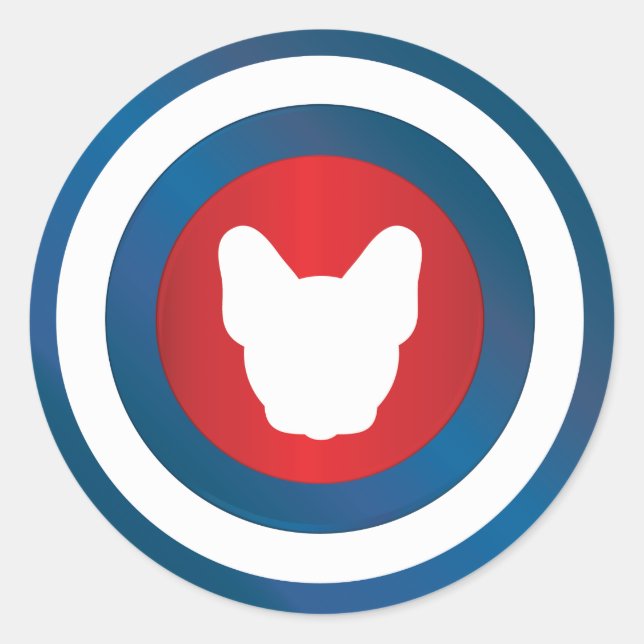 Bullseye Frenchie Runder Aufkleber (Vorderseite)