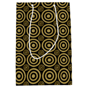 Bullseye-GIFT BAG M-Gold-Black Mittlere Geschenktüte
