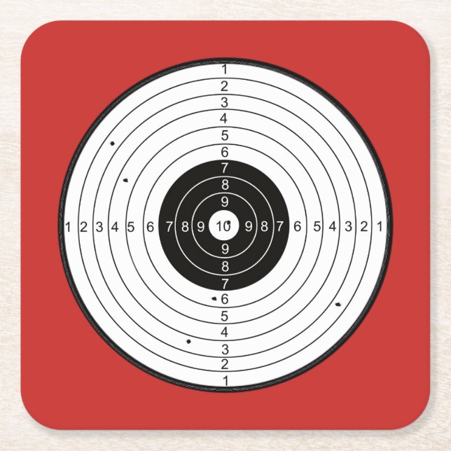 Bullseye-Kreis Rot - Quadratischer Untersetzer (Vorderseite)