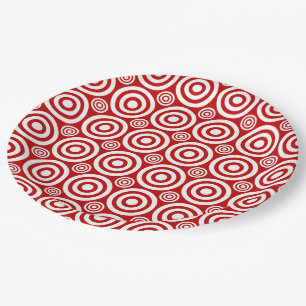 Bullseye-PAPER-TELLER-Rot-Weiß Pappteller