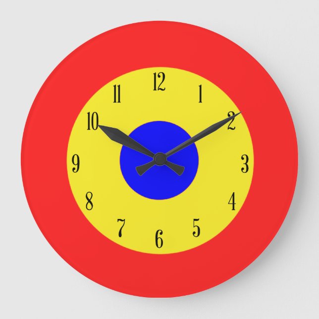 Bullseye-Ziel Große Wanduhr (Vorderseite)