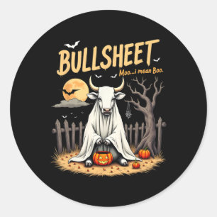 Bullsheet Cow Ghost Halloween Puppe mit Jack O’ La Runder Aufkleber