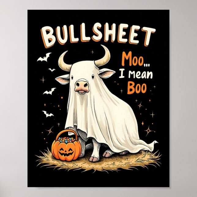 Bullsheet Cow Ghost Puff Funny Halloween Trick ode Poster (Vorne)