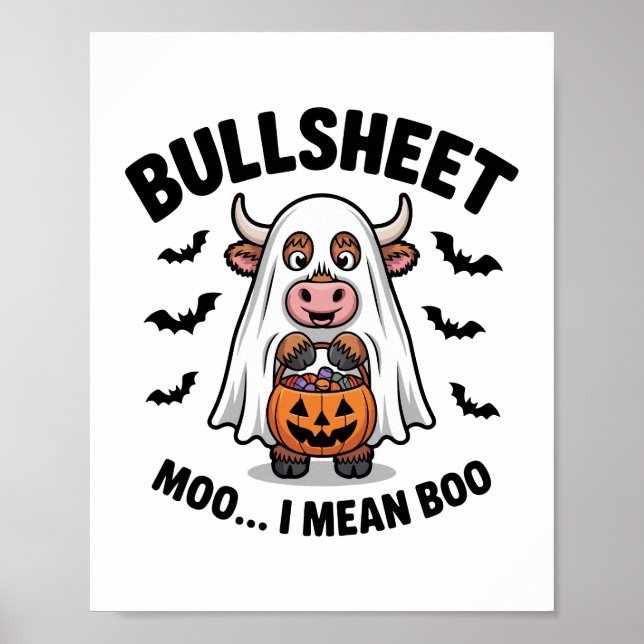 BULLSHEET Halloween Cute Cow in Ghost Poster (Vorne)