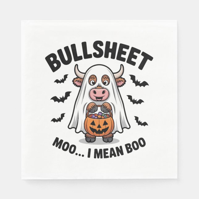 BULLSHEET Halloween Cute Cow in Ghost Serviette (Vorderseite)