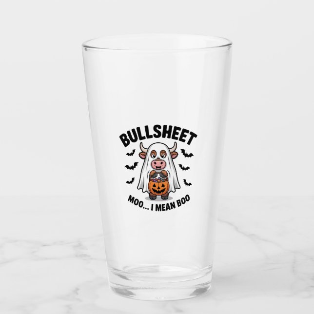 BULLSHEET Halloween Niedliche Kuh im Geist Glas (Vorderseite)
