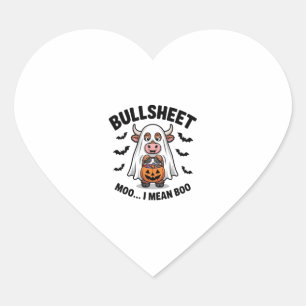 BULLSHEET Halloween Niedliche Kuh im Geist Herz-Aufkleber
