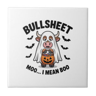 BULLSHEET Halloween Süße Kuh im Geist Fliese