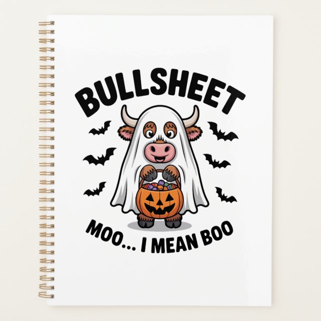 BULLSHEET Halloween Süße Kuh im Geist Planer (Vorderseite)