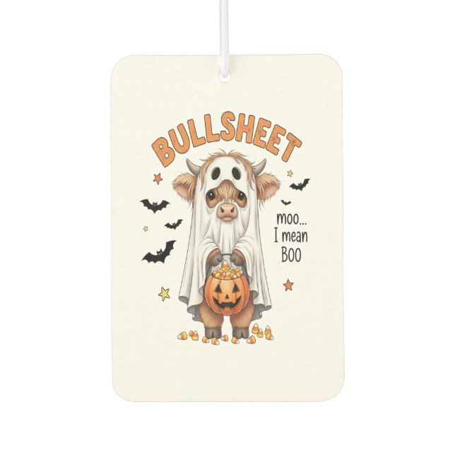 Bullsheet Highland Cow Funny Ghost Autolufterfrischer (Vorderseite)