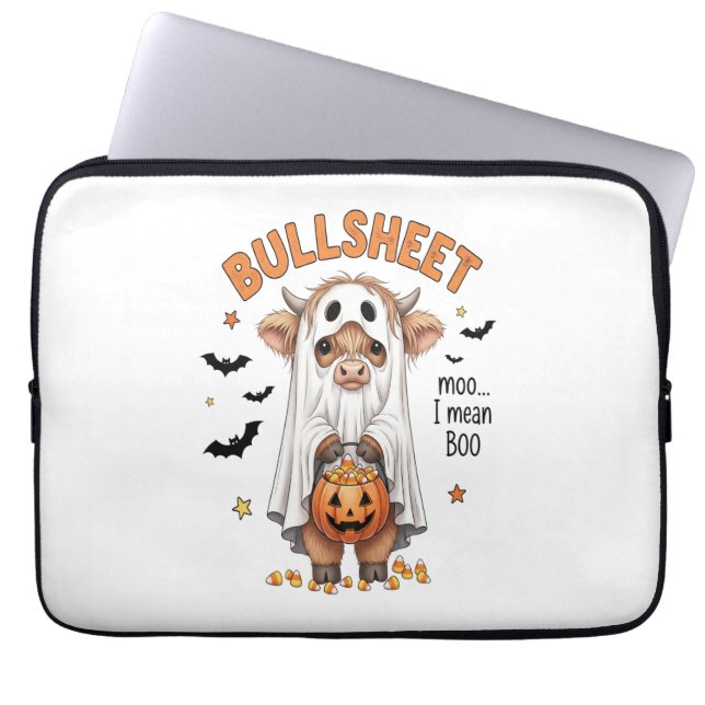 Bullsheet Highland Cow Funny Ghost Laptopschutzhülle (Vorderseite)