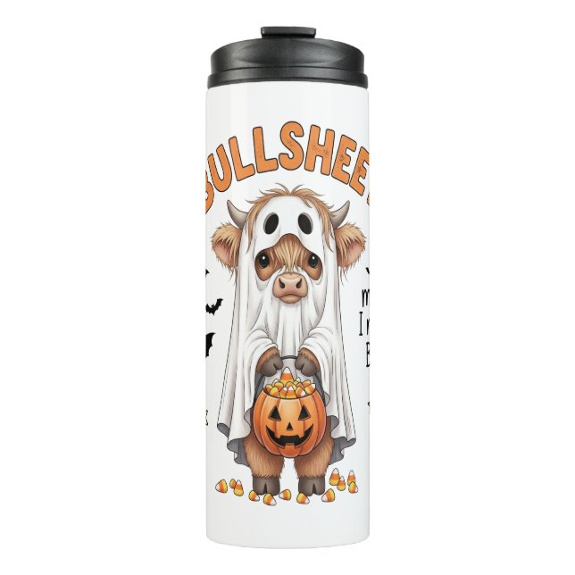 Bullsheet Highland Cow Funny Ghost Thermosbecher (Vorderseite)