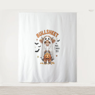 Bullsheet Highland Cow Funny Ghost Wandteppich