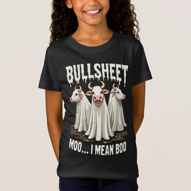 Bullsheet Moo I Gemein Boo Funny Halloween Ghost C T-Shirt (Vorderseite)