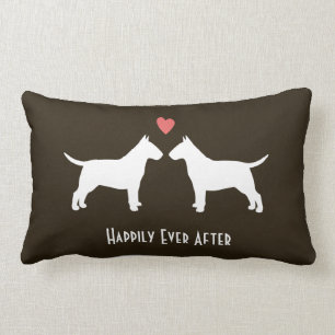 Bullterrier, die Hunde mit Text Wedding sind Lendenkissen