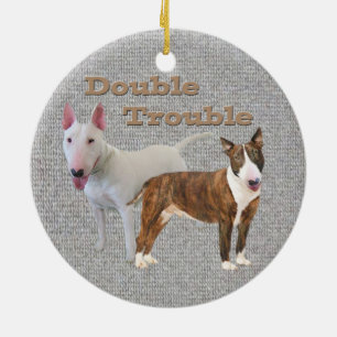 Bullterrier-doppelte Problem-Verzierung Keramikornament