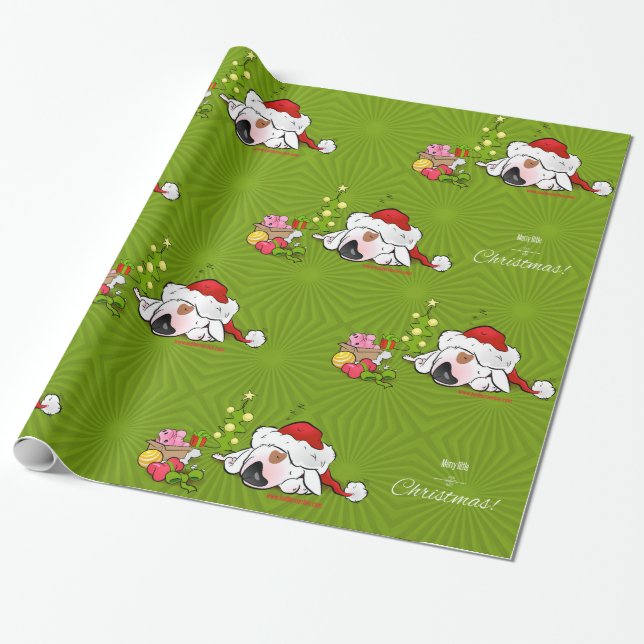 Bullterrier-Packpapier "frohe Weihnachten " Geschenkpapier (Ungerollt)
