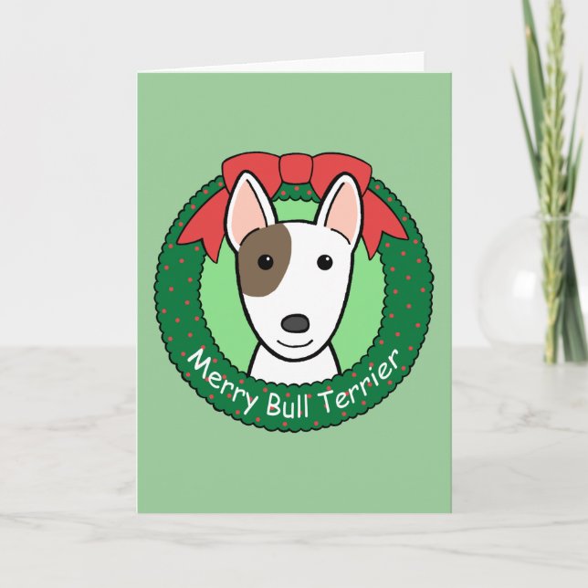 Bullterrier-Weihnachten Feiertagskarte (Vorderseite)