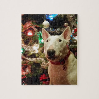 Bullterrier Weihnachtsgeschenkbaum Puzzle