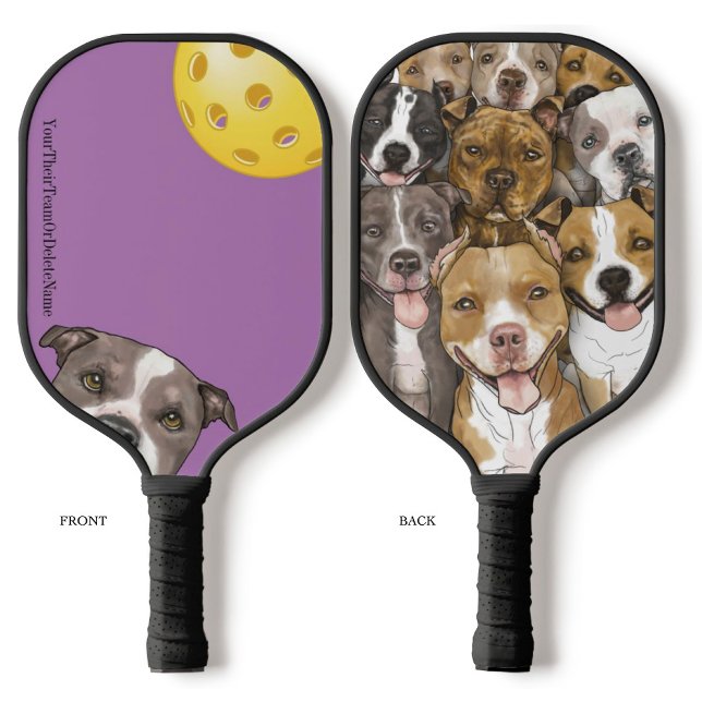 BullTerriers auf einem Lila Pickleball Paddel Schläger (Von Creator hochgeladen)