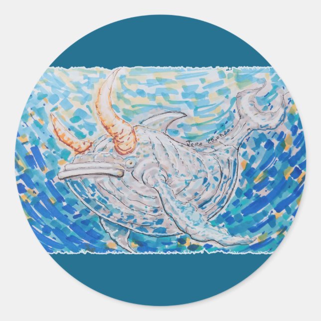 Bullwhale Runder Aufkleber (Vorderseite)